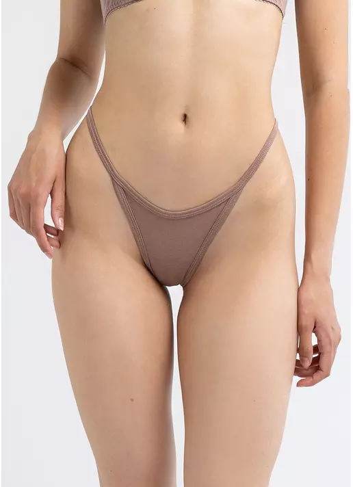 Трусы стринги на тесьме Crema soul, коричневые