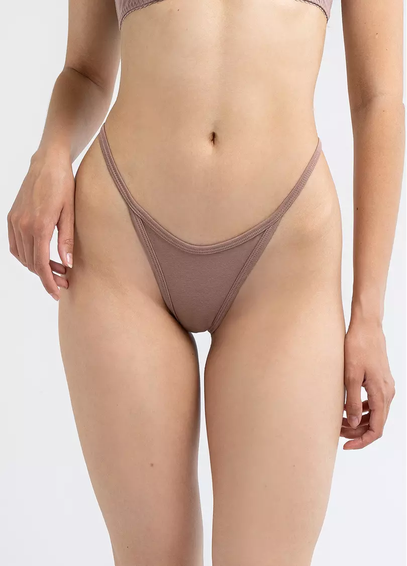 Трусы стринги на тесьме Crema soul, коричневые