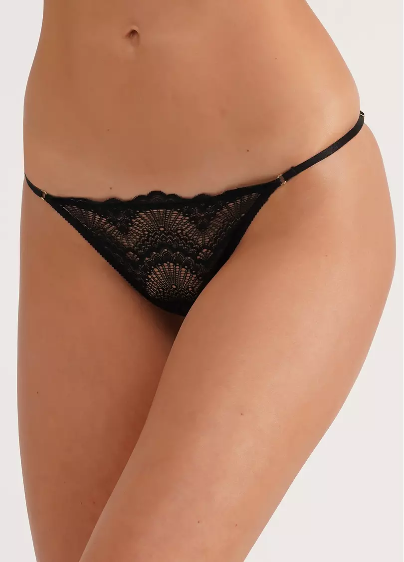 Трусики стринги кружевные на тесьме Delicate lace 2108/31 black (черный)