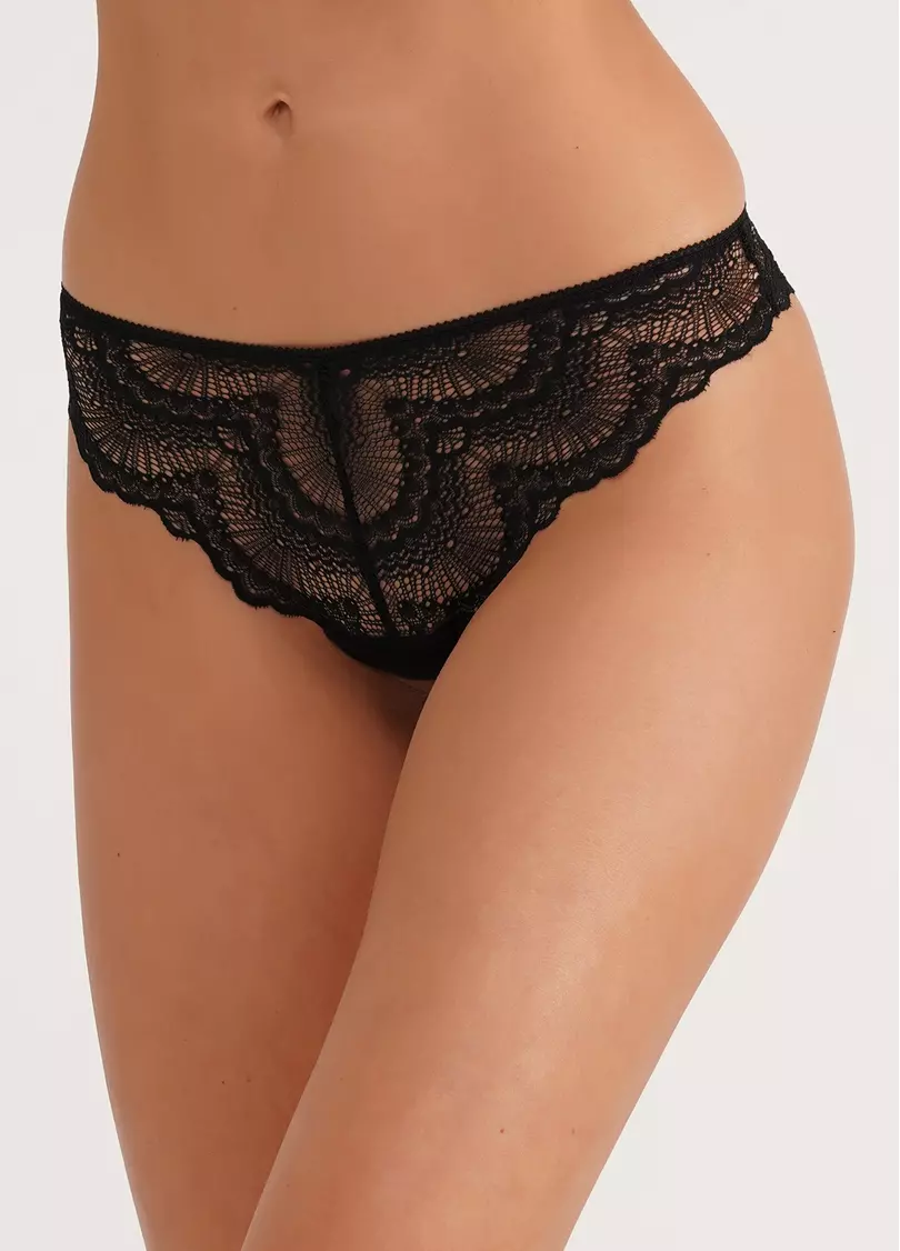 Трусики бразилиана из кружева Delicate lace 2216/31 black (черный)