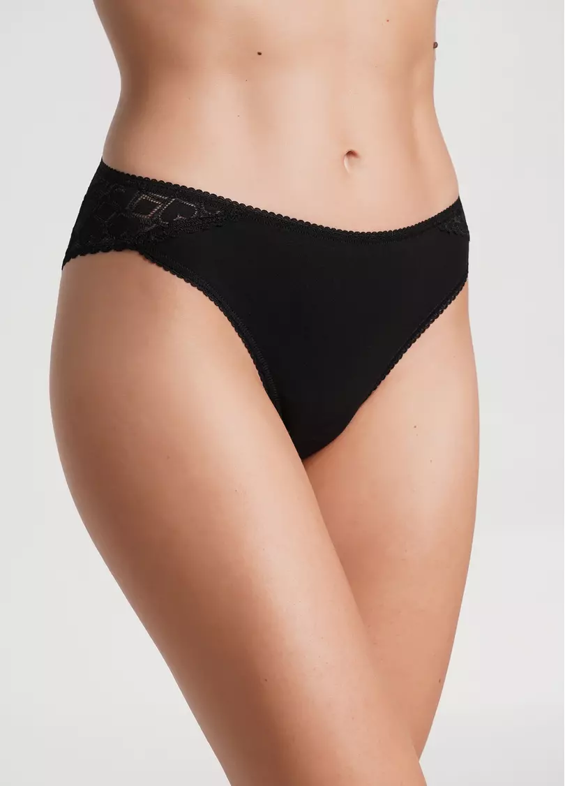 Трусики бразилиана с кружевом Elegant 2204/61 black (черный)