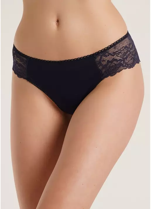 Трусики бразилиана с кружевом Elegant 2204/61 navy (синий)