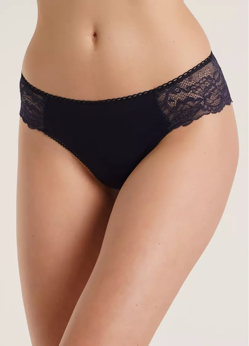 Трусики бразиліана з мереживом Elegant 2204/61 navy (синій)