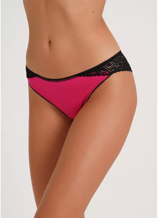 Трусики бразилиана с кружевом Elegant 2204/61 pink/black (розовый)