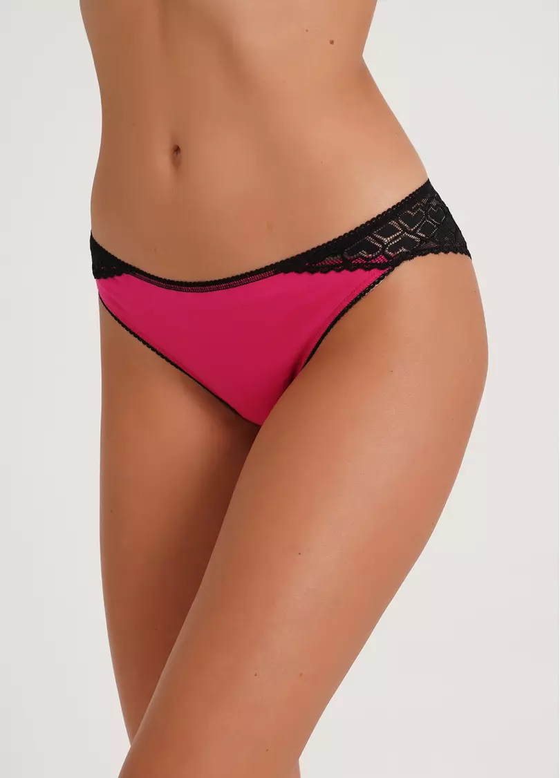 Трусики бразиліана з мереживом Elegant 2204/61 pink/black (рожевий)