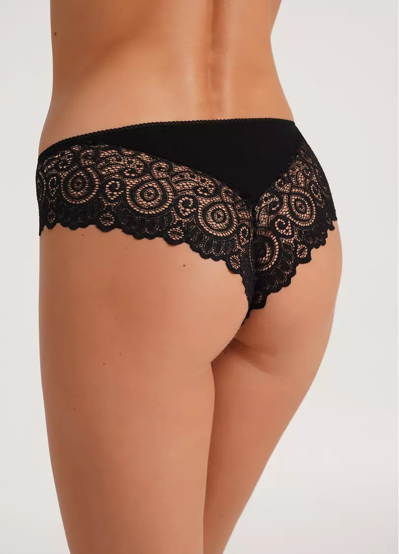 Кружевные трусики бразилиана Emilia 2204/61 black (черный)