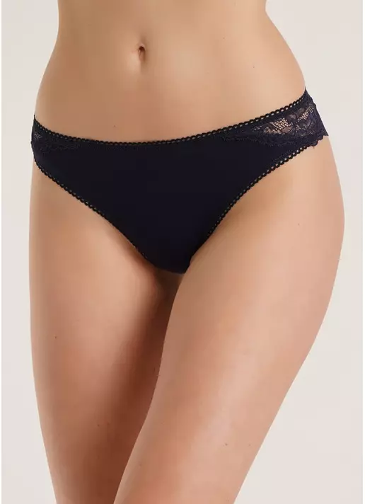 Трусики бразилиана хлопковые с кружевом Emilia 2220/61 navy (синий)