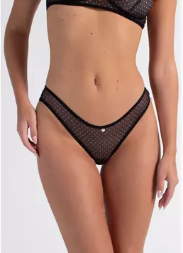 Трусы бразилиана из сетки Glam 2239/40 black dots (черный)