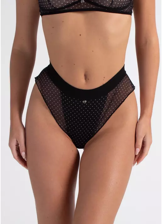 Бразилиана из сетки Glam 2240/40 black dots (черный)