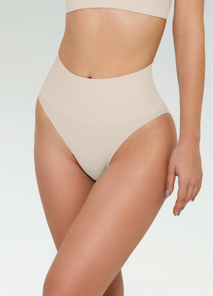 Бесшовные трусы слипы с легкой коррекцией HI-LEG SHAPEWEAR light nude (бежевый)