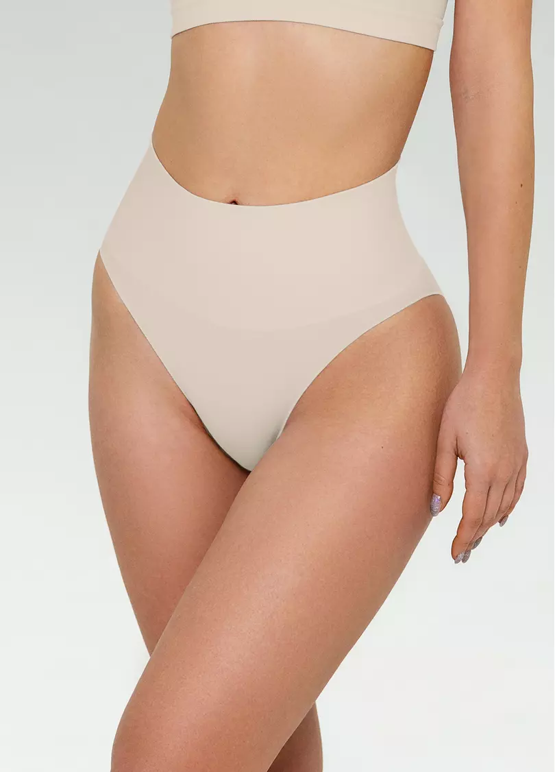 Бесшовные трусы слипы с легкой коррекцией HI-LEG SHAPEWEAR light nude (бежевый)