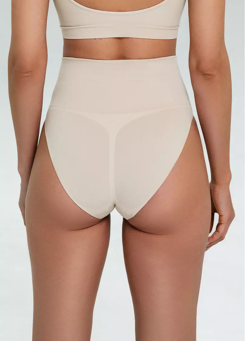 Бесшовные трусы слипы с легкой коррекцией HI-LEG SHAPEWEAR light nude (бежевый)