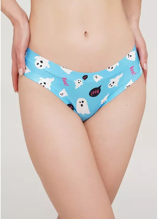 Трусики стринги из микрофибры с рисунком призраков Helloween 2102/20 boo (голубой)