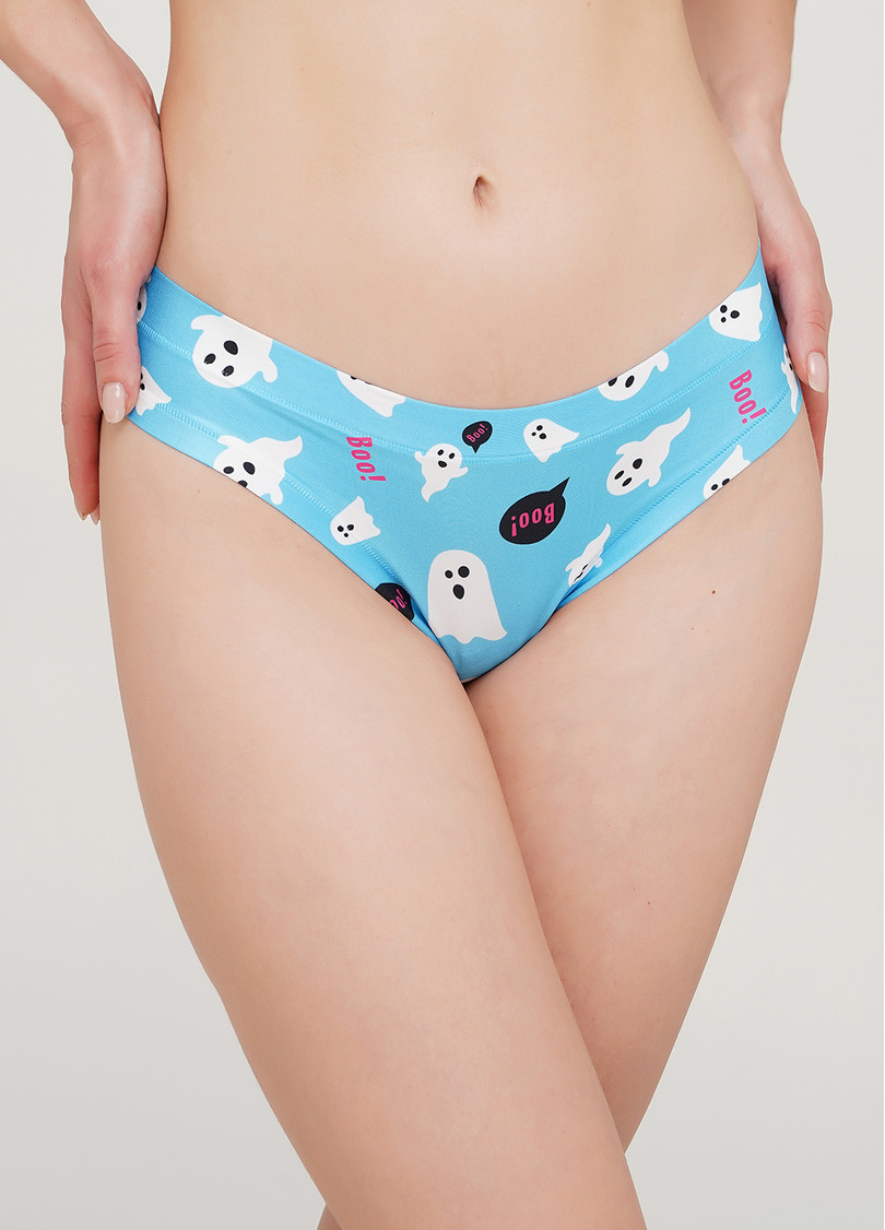 Трусики стринги из микрофибры с рисунком призраков Helloween 2102/20 boo (голубой)