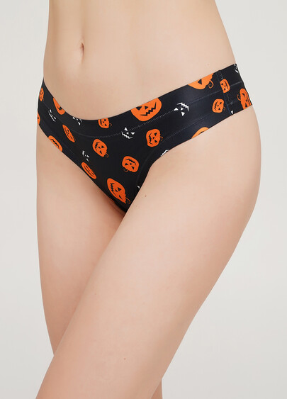 Трусики стринги из микрофибры с рисунком тыкв Helloween 2102/20 pampkin (черный)