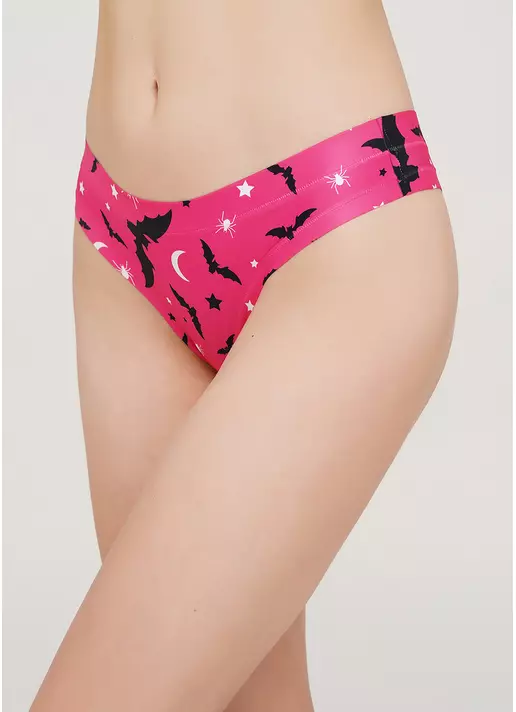 Трусики стринги из микрофибры с рисунком летучих мышей Helloween 2102/20 spider pink (розовый)