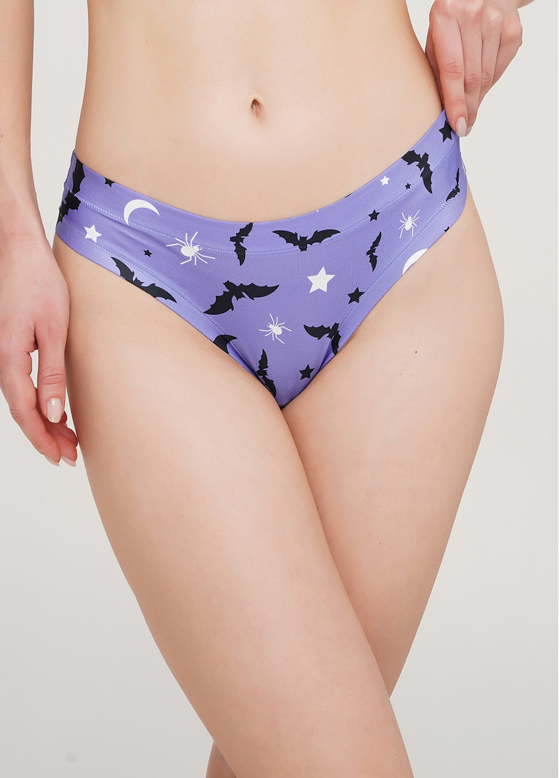Трусики стринги из микрофибры с рисунком летучих мышей Helloween 2102/20 spider purple (фиолетовый)