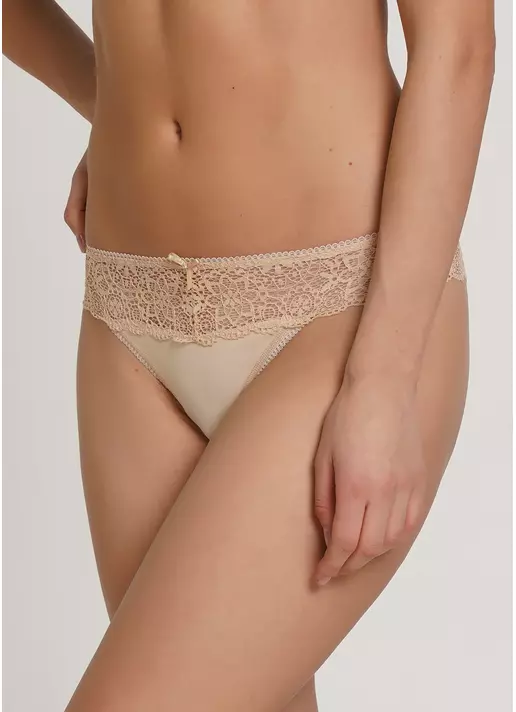 Кружевные трусики стринги JESSICA 2101/02 beige (бежевый)
