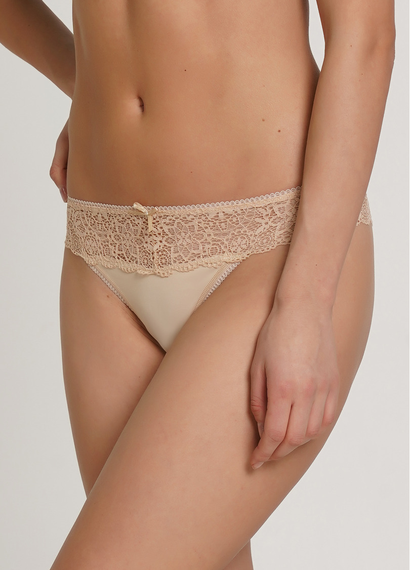 Мереживні трусики стрінги JESSICA 2101/02 beige (бежевий)