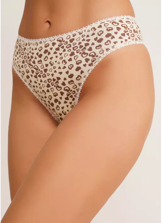 Хлопковые стринги в сердечках JOLLY PRINTS 2102/60 pale yellow/brown hearts (желтый)