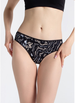 Трусики бразиліана JOLLY PRINT 2232/60 abstract print (чорний)