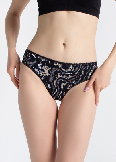 Трусики бразиліана JOLLY PRINT 2232/60 abstract print (чорний)