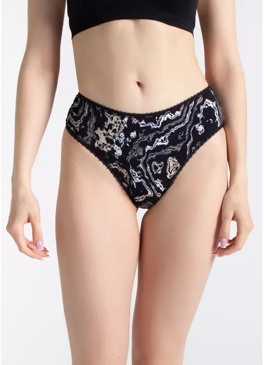 Трусики бразиліана JOLLY PRINT 2232/60 abstract print (чорний)