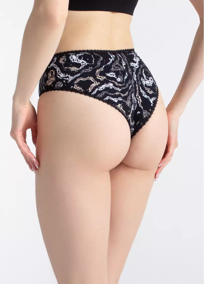 Трусики бразиліана JOLLY PRINT 2232/60 abstract print (чорний)