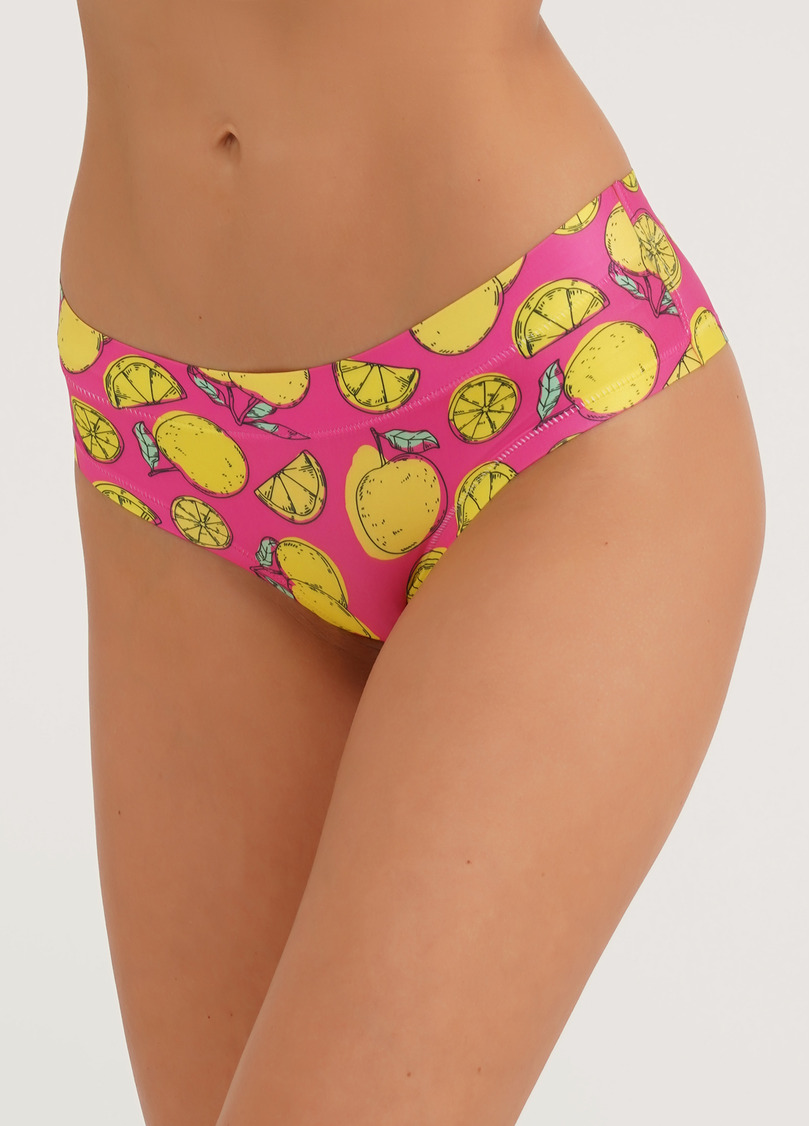 Трусики слипы из принтованной микрофибры Joy 2301/20 lemon (розовый)
