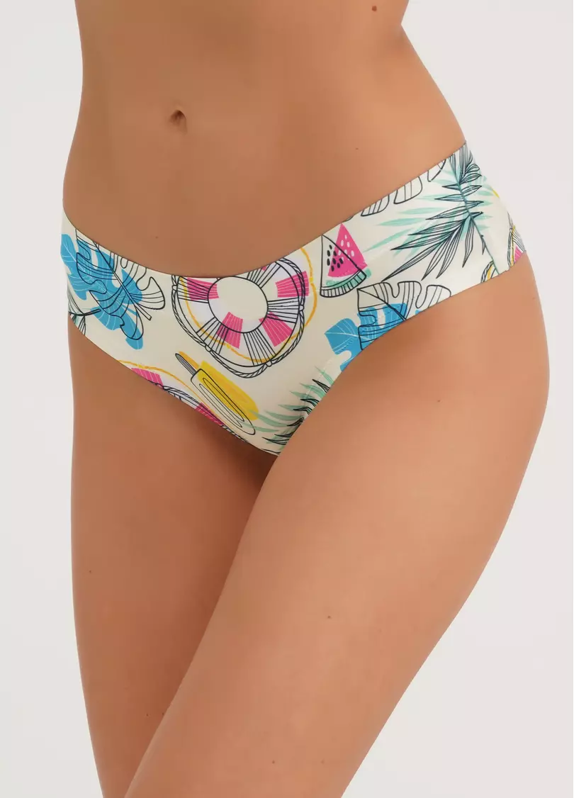 Трусики слипы из принтованной микрофибры Joy 2301/20 summer (бежевый)