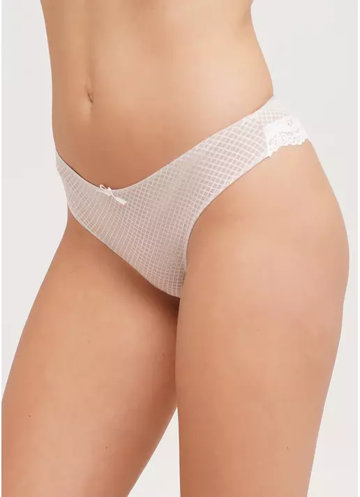 Трусики бразилиана из хлопка с кружевом Kaleidoscope 2218/61 beige cell (бежевый)
