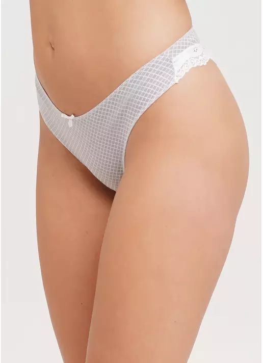 Трусики бразилиана из хлопка с кружевом Kaleidoscope 2218/61 grey cell (серый)
