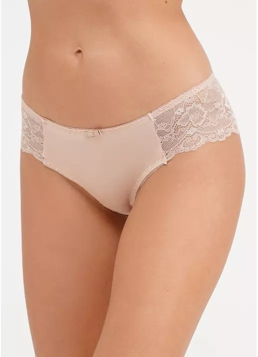 Трусики бразиліана з мікрофібри та мережива L5118B0-M (бежевий)