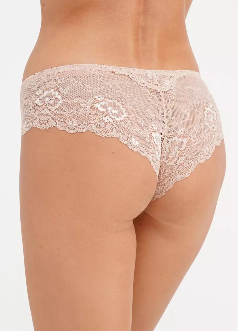 Трусики бразиліана з мікрофібри та мережива L5118B0-M (бежевий)