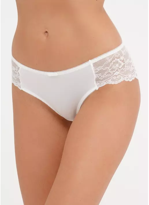 Трусики бразиліана з мікрофібри та мережива L5118B0-M (білий)