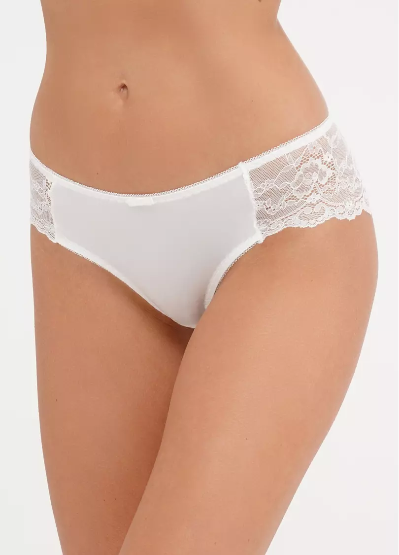 Трусики бразилиана из микрофибры и кружева L5118B0-M (белый)