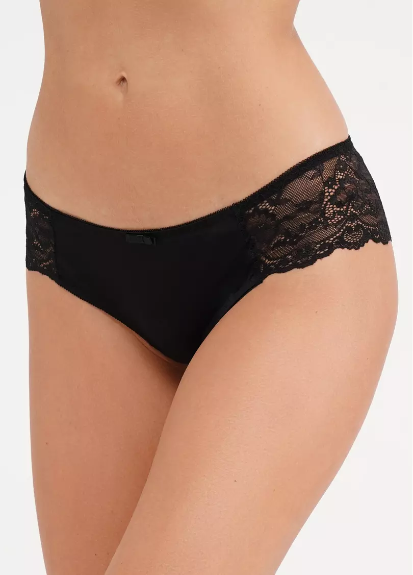 Трусики бразиліана з мікрофібри та мережива L5118B0-M (чорний)