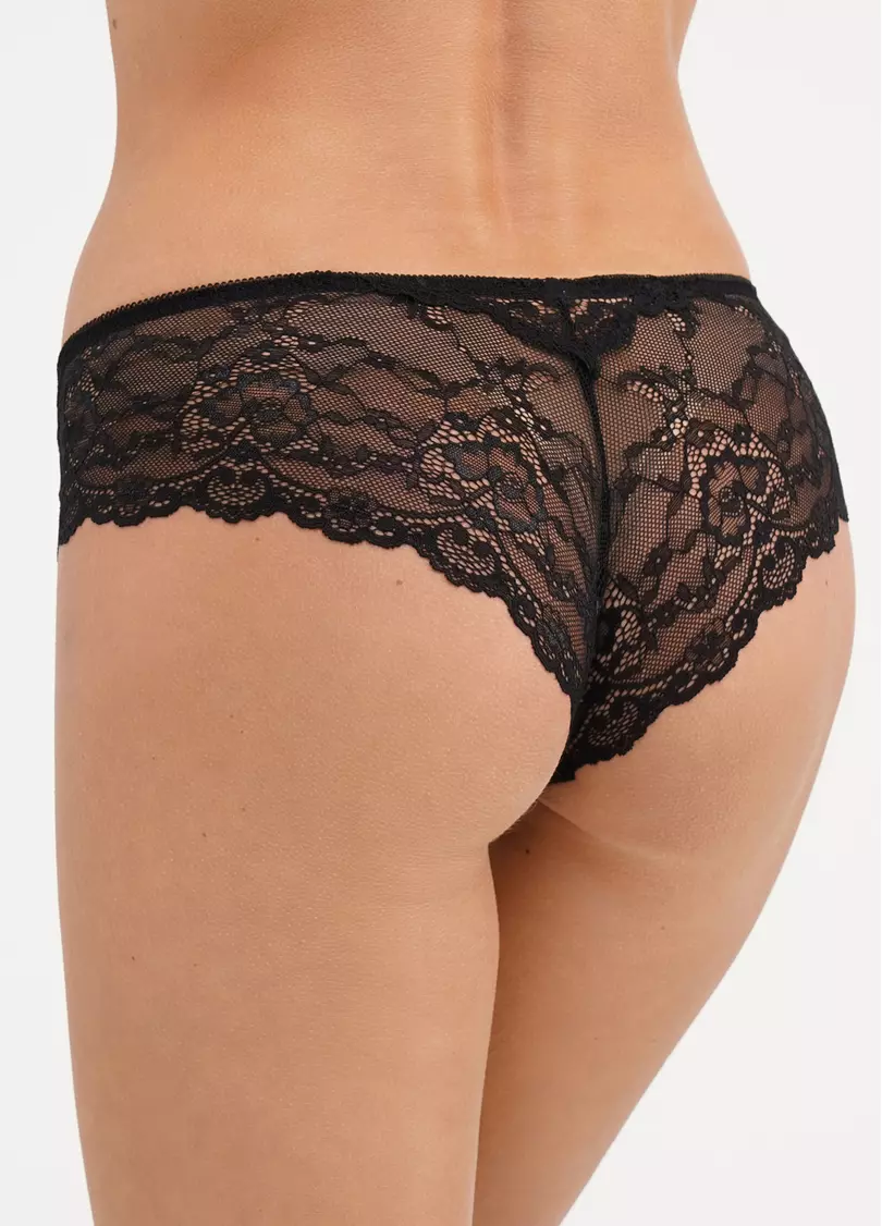 Трусики бразиліана з мікрофібри та мережива L5118B0-M (чорний)