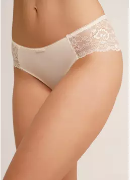 Трусики бразиліана з мікрофібри та мережива L5118B0-M (перлинний) Трусики бразиліана з мікрофібри та мережива L5118B0-M (перлинний)