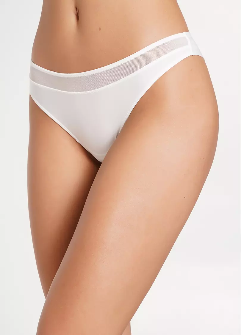 Трусики бразилиана из микрофибры с сеткой L5126BR-M (белый)