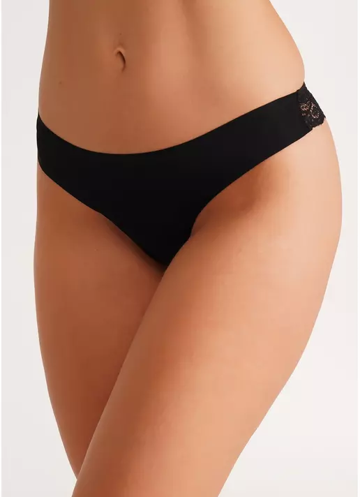 Мереживні жіночі трусики бразиліана L5128B-M (чорний)