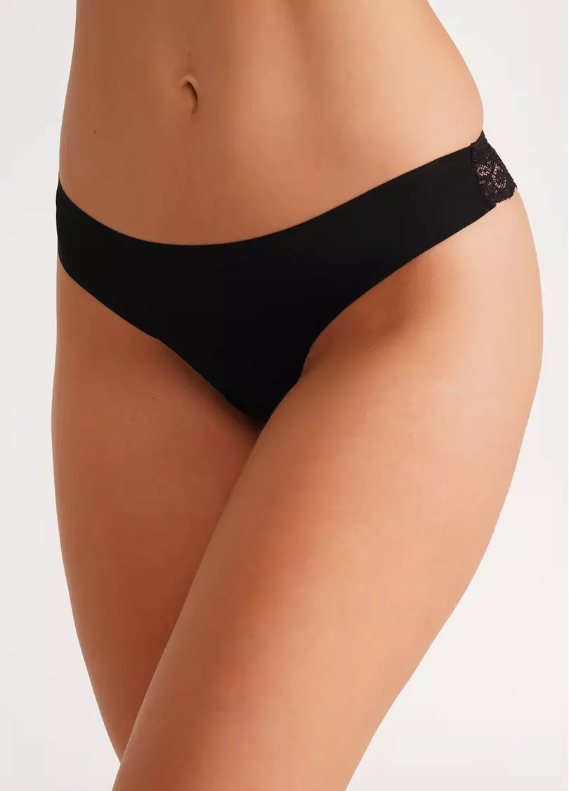Мереживні жіночі трусики бразиліана L5128B-M (чорний)
