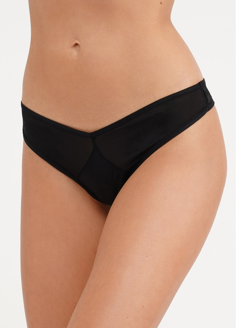 Трусики стринги из микрофибры и сетки L5153S-M (черный)