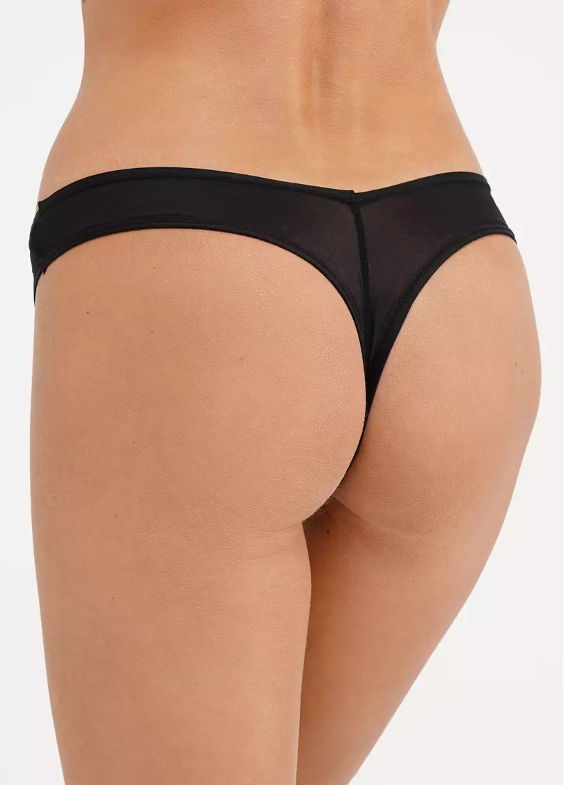 Трусики стринги из микрофибры и сетки L5153S-M (черный)