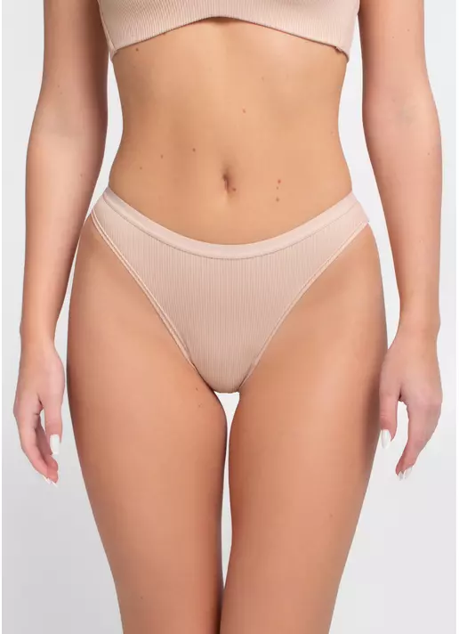 Трусики бразилиана в рубчик L5155BR-Mr (бежевый)