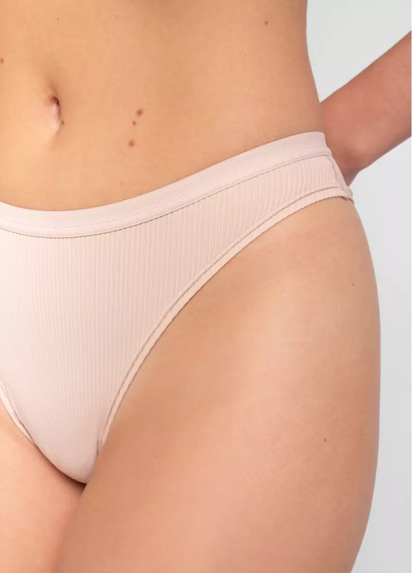 Трусики бразилиана в рубчик L5155BR-Mr (бежевый)