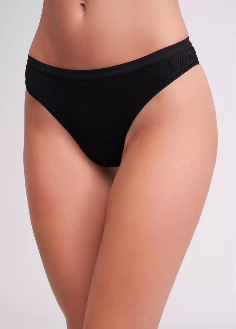 Трусики бразилиана в рубчик L5155BR-Mr (черный)