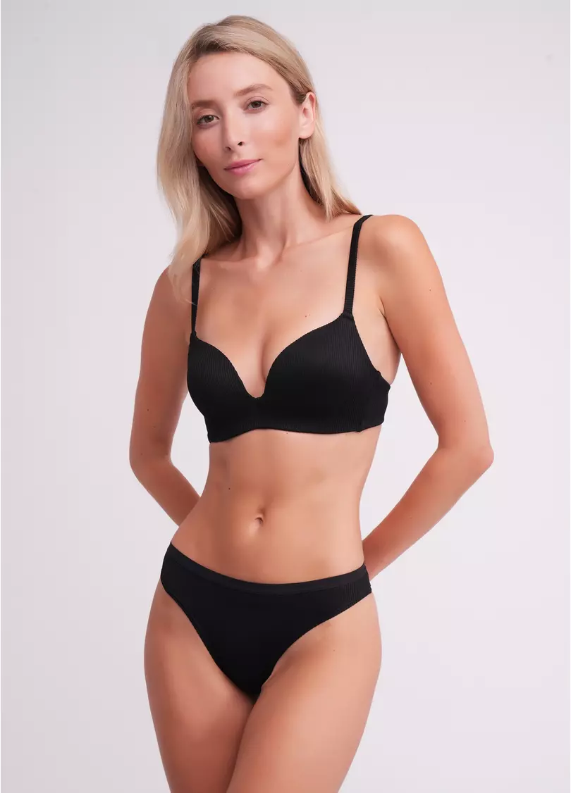 Трусики бразилиана в рубчик L5155BR-Mr (черный)