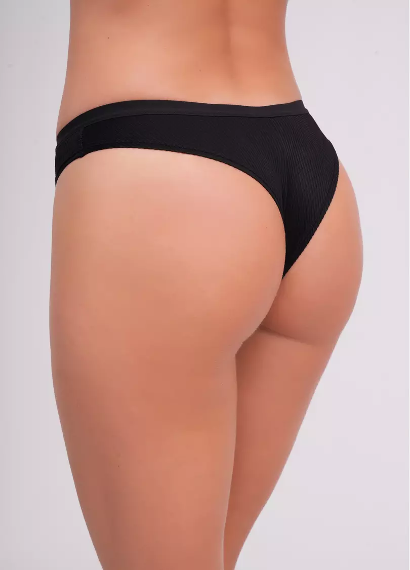 Трусики бразилиана в рубчик L5155BR-Mr (черный)
