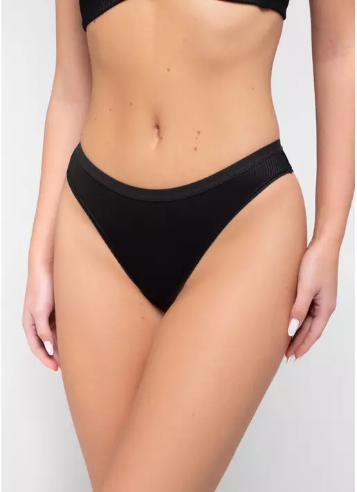 Трусики бразилиана в рубчик L5155BR-Mr (черный)